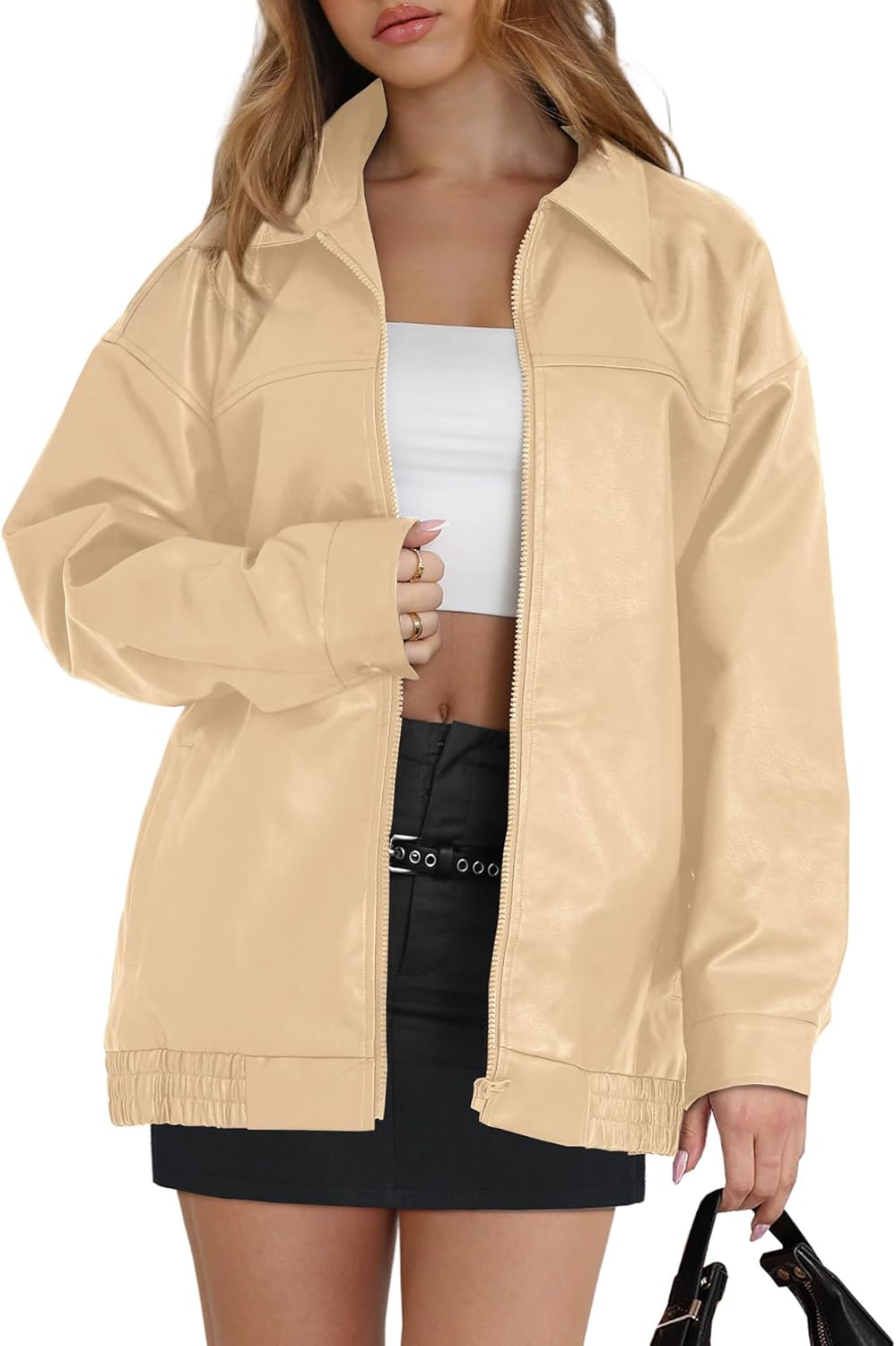 WIHOLL Women's Oversized Faux Suede Leather Jacket Fall Motorcycle Coat Winter Fashion Outfit Y2K Top