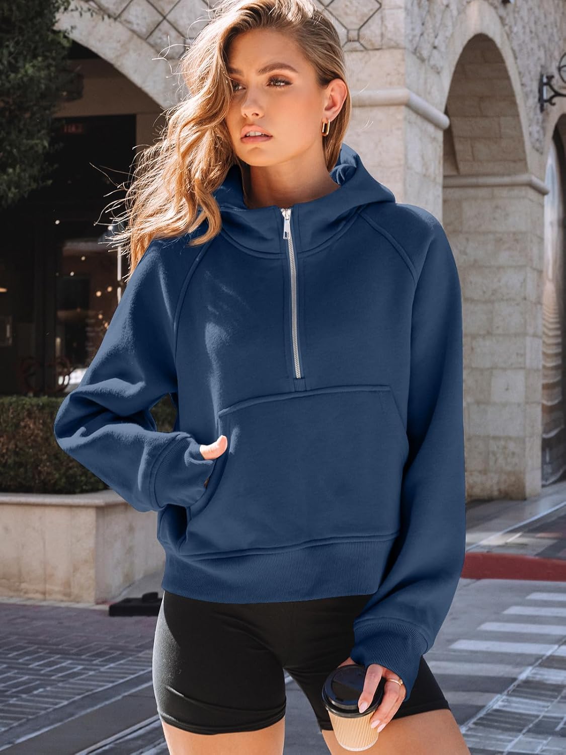 AUTOMET Women's Oversized Fleece Hoodie Zip-Up Sweatshirt Fall 2025 Y2K Workout and Winter Fashion Top