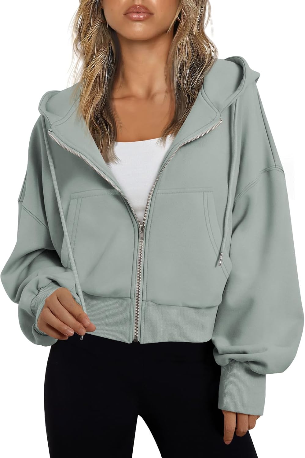 Trendy Queen Women's Cropped Full-Zip Hoodie Sweatshirt Jacket Casual Gym Top Fall 2025 Winter Outfit