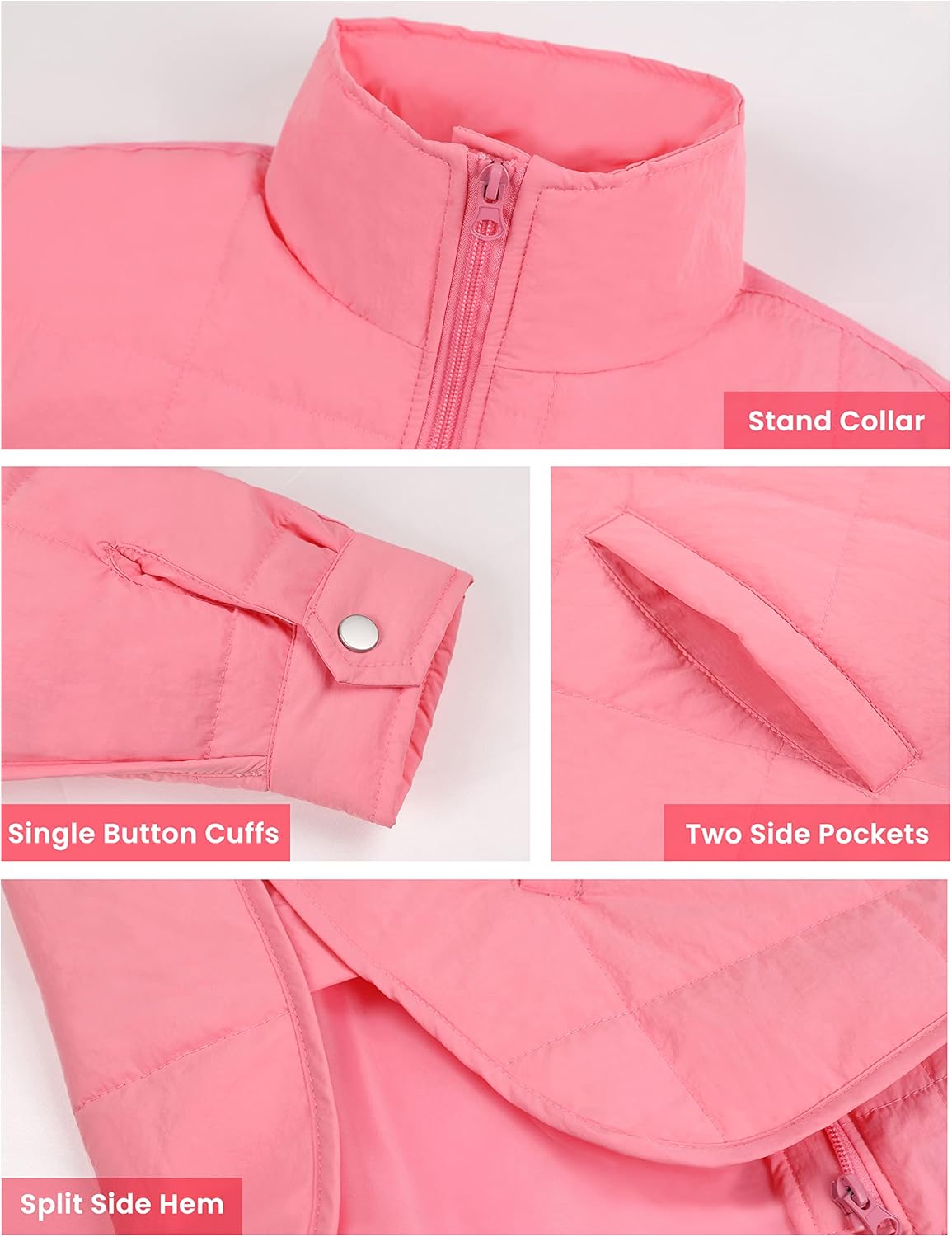 Bianstore Women's Oversized Quilted Splice Lightweight Puffer Jacket Casual Padded Coat