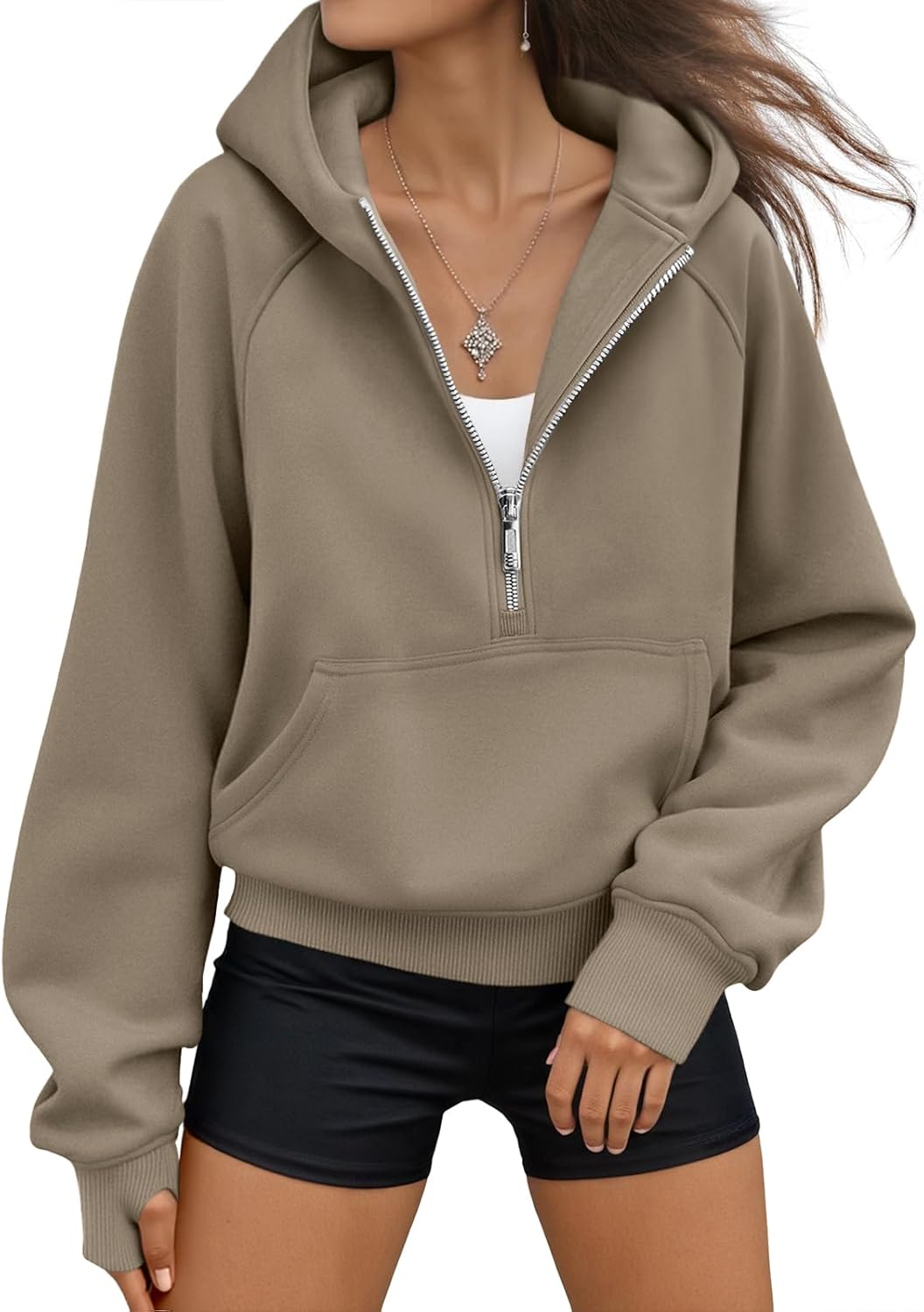 AUTOMET Women's Oversized Fleece Hoodie Zip-Up Sweatshirt Fall 2025 Y2K Workout and Winter Fashion Top