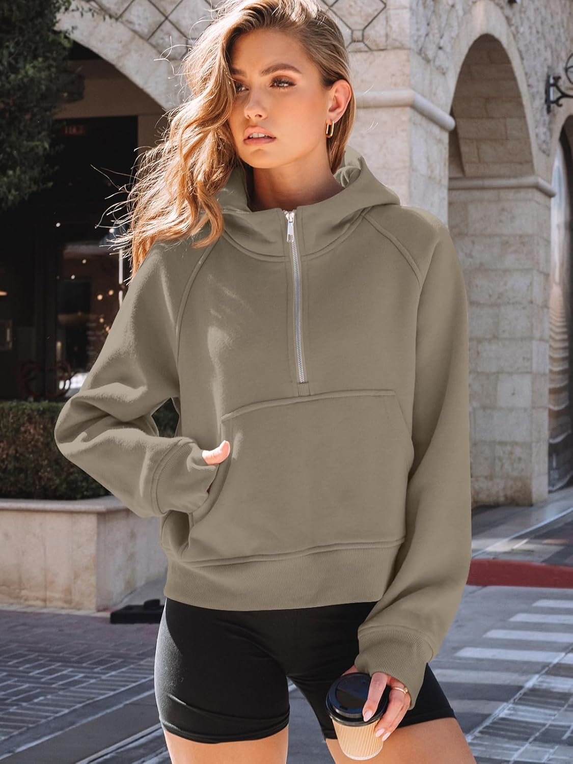 AUTOMET Women's Oversized Fleece Hoodie Zip-Up Sweatshirt Fall 2025 Y2K Workout and Winter Fashion Top