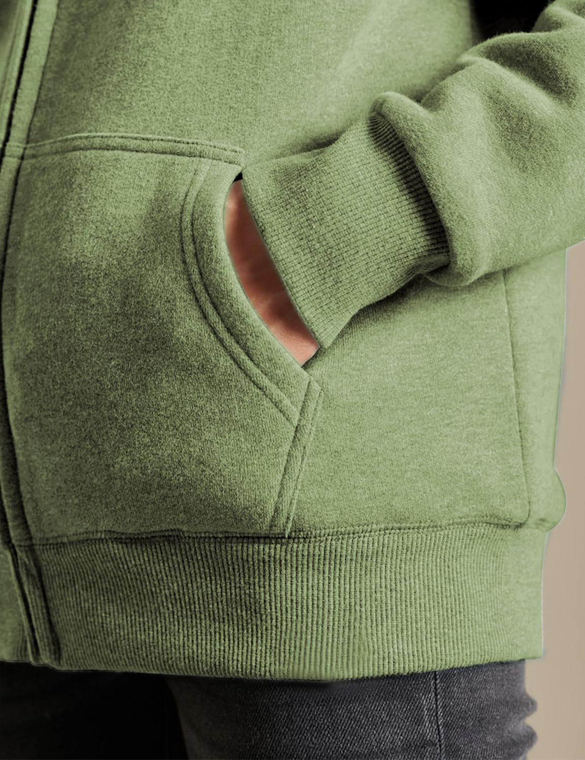 Yeokou Women's Casual Sherpa-Lined Full Zip Hoodie Jacket