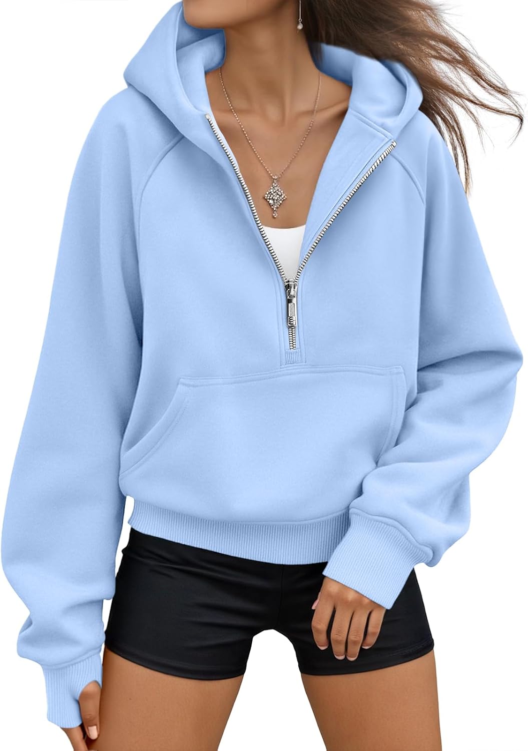 AUTOMET Women's Oversized Fleece Hoodie Zip-Up Sweatshirt Fall 2025 Y2K Workout and Winter Fashion Top