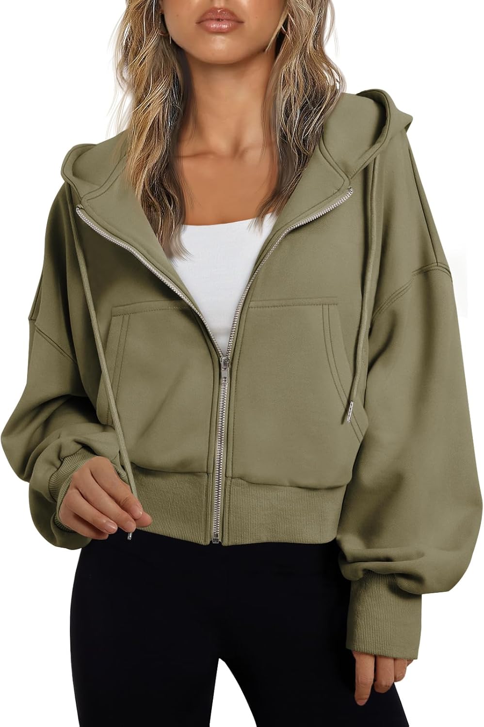 Trendy Queen Women's Cropped Full-Zip Hoodie Sweatshirt Jacket Casual Gym Top Fall 2025 Winter Outfit