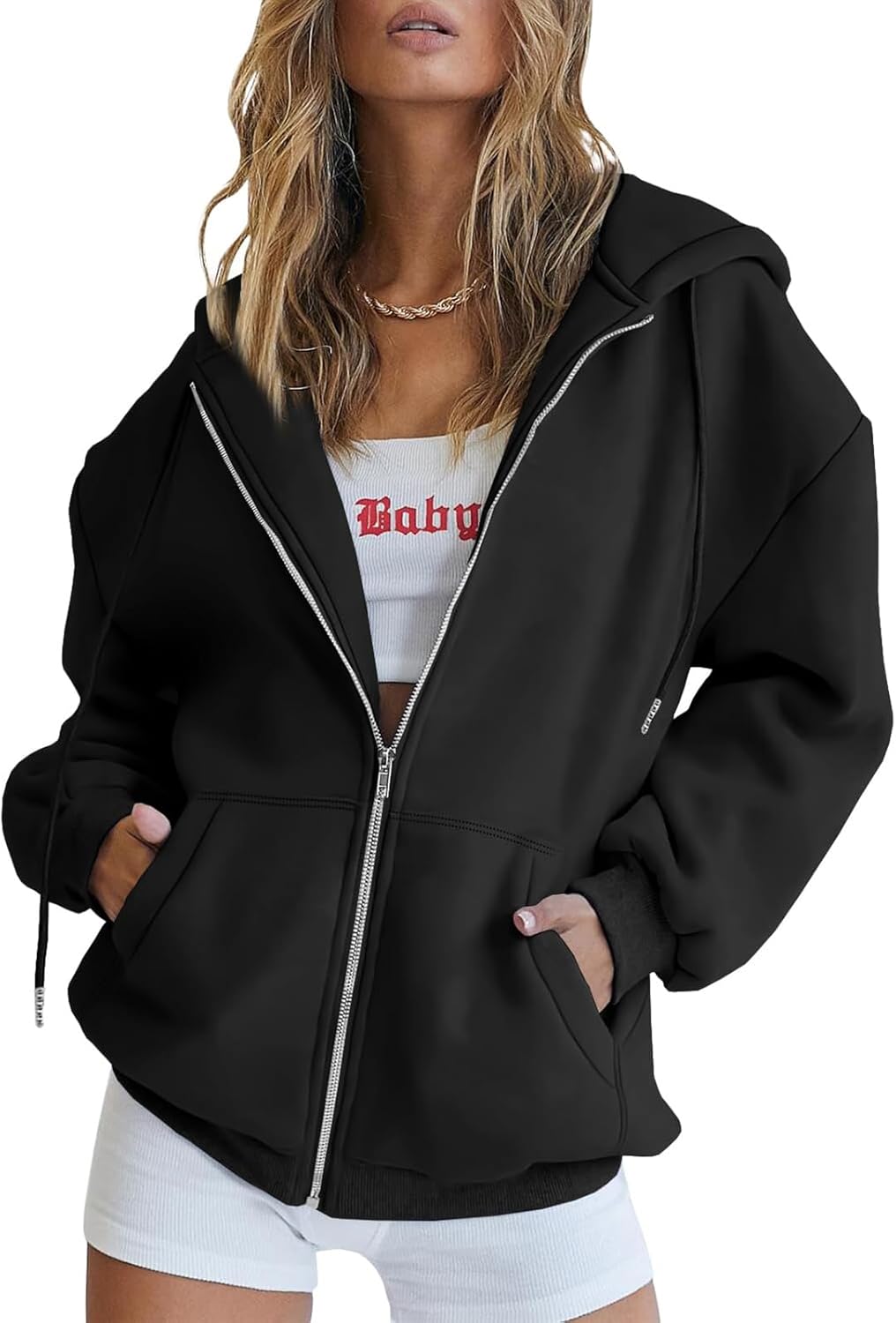 Trendy Queen Women's Oversized Zip-Up Hoodie Sweatshirt Fall 2025 School Fashion Casual Jacket Winter Outfit
