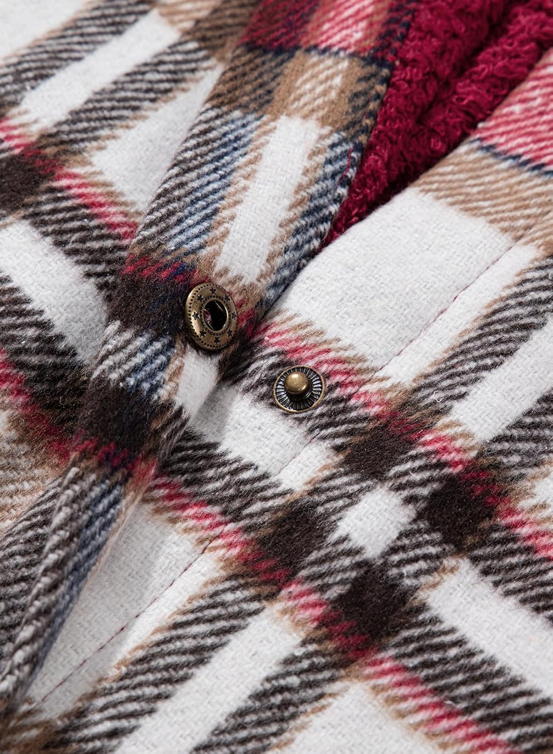 Dokotoo Women's 2025 Flannel Plaid Hooded Shacket Thick Fleece Button Down Winter Jacket Coat for Warmth