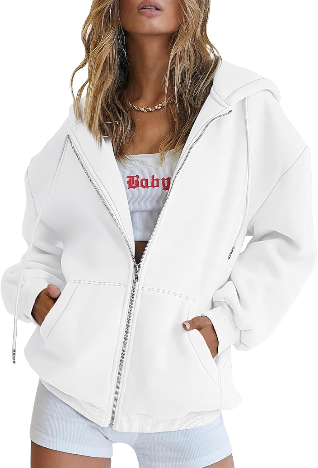 Trendy Queen Women's Oversized Zip-Up Hoodie Sweatshirt Fall 2025 School Fashion Casual Jacket Winter Outfit