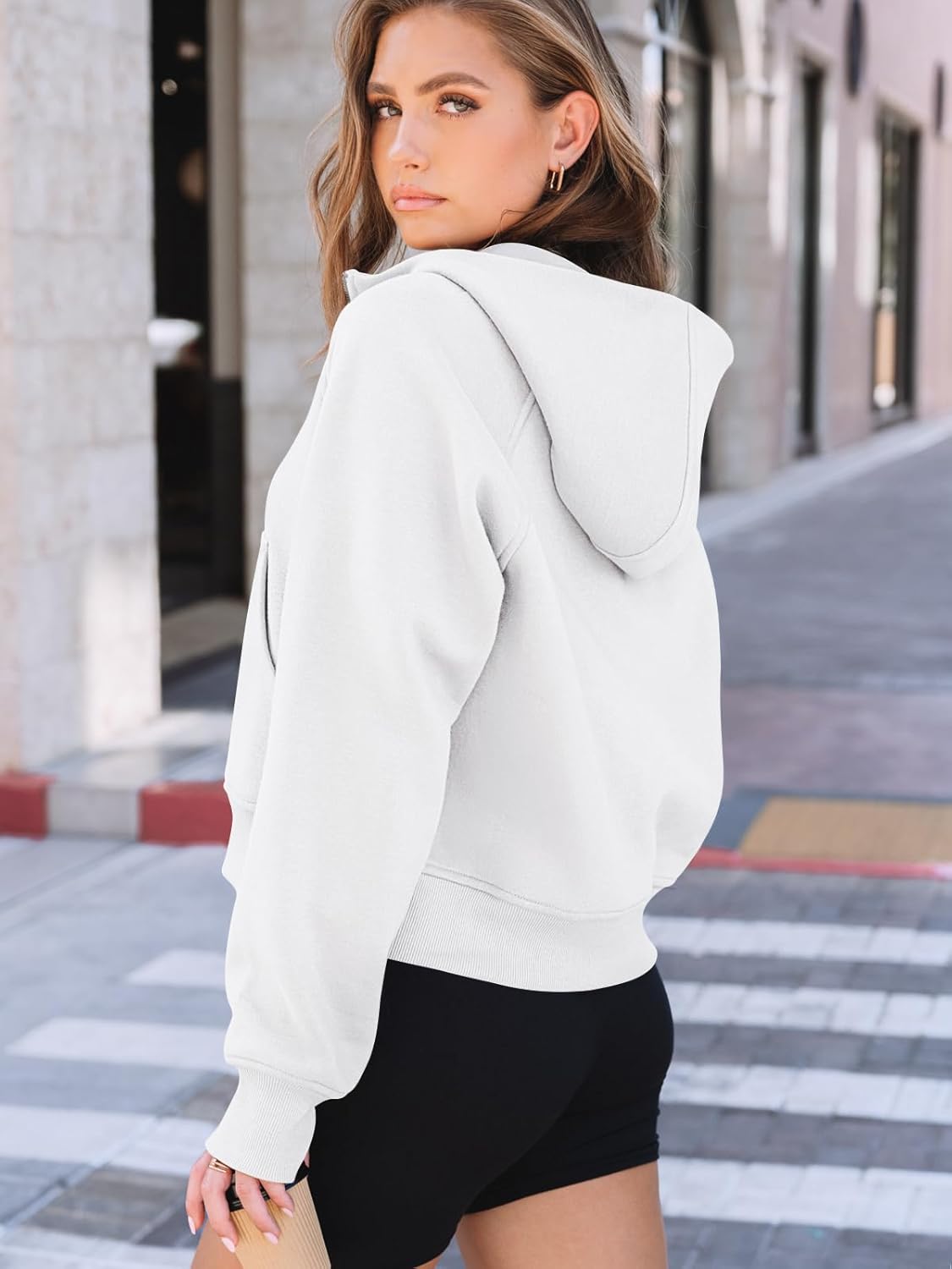 AUTOMET Women's Oversized Fleece Hoodie Zip-Up Sweatshirt Fall 2025 Y2K Workout and Winter Fashion Top