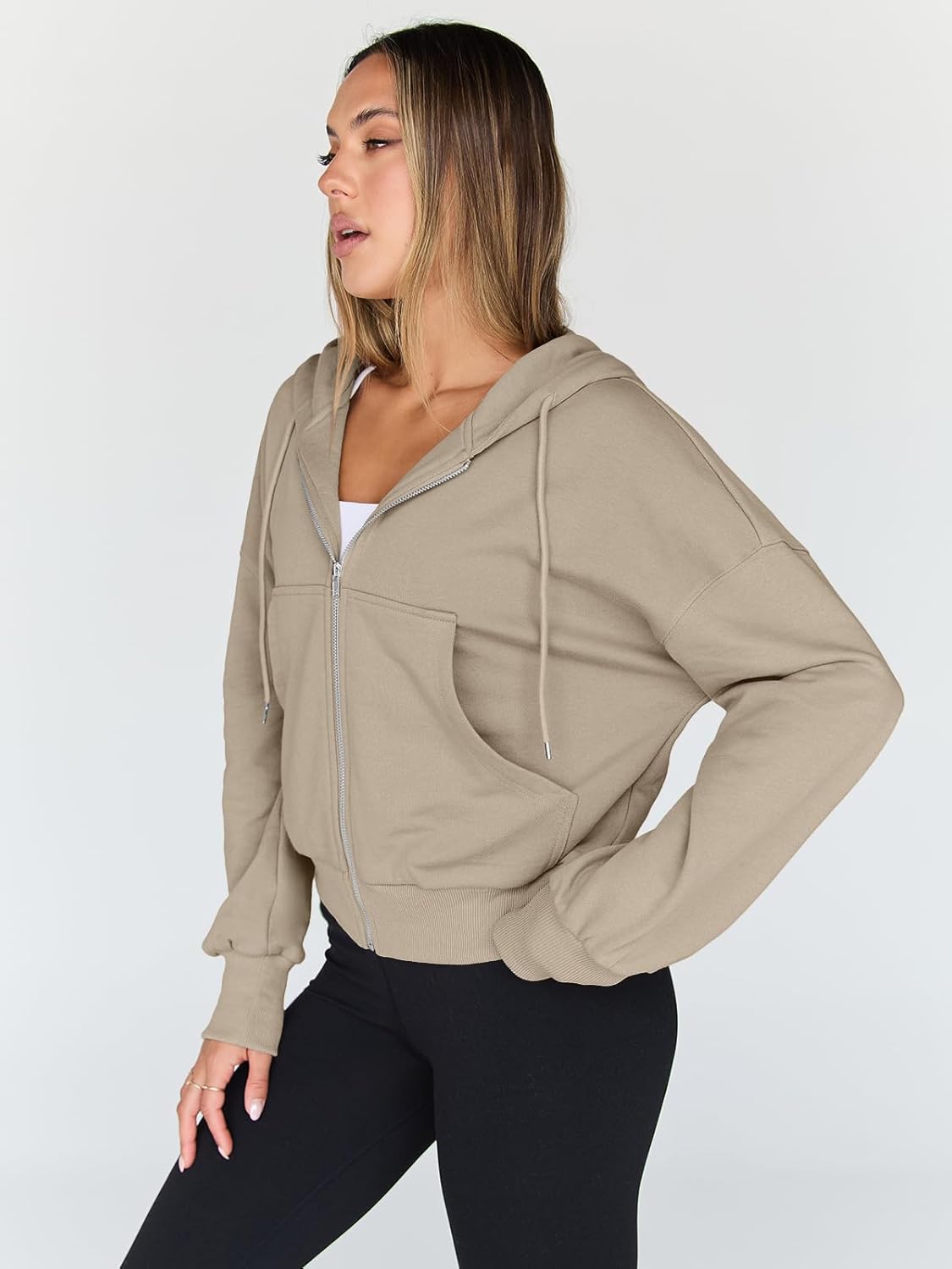 Trendy Queen Women's Cropped Full-Zip Hoodie Sweatshirt Jacket Casual Gym Top Fall 2025 Winter Outfit