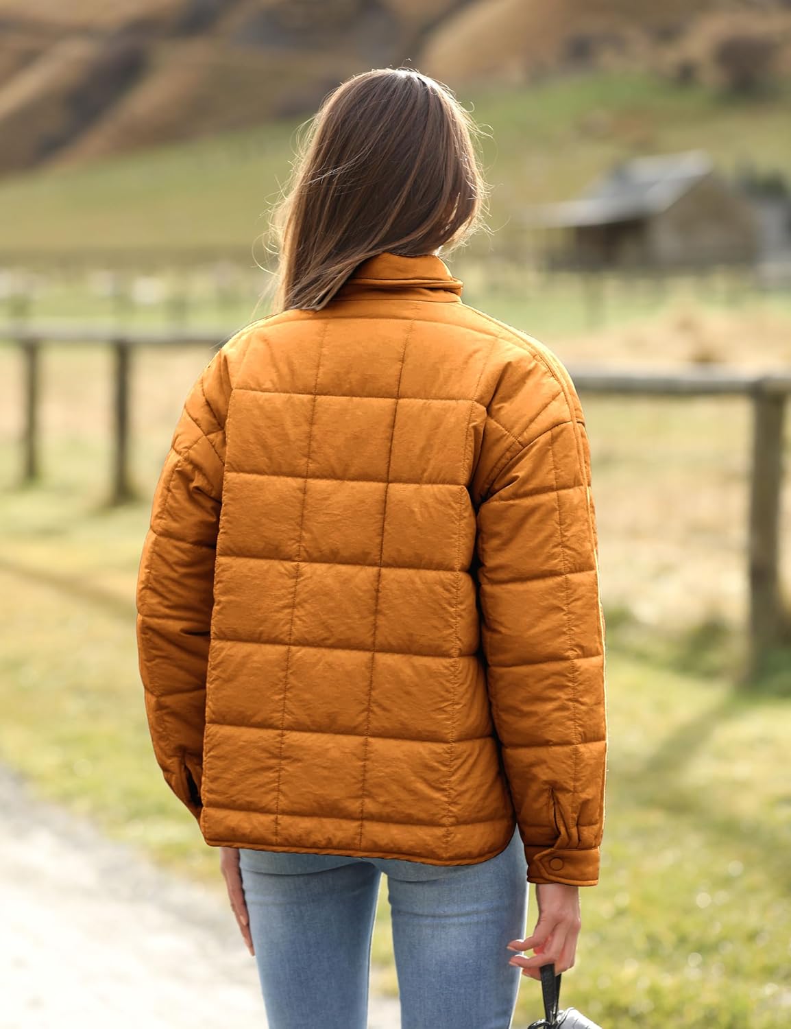 Bianstore Women's Oversized Quilted Splice Lightweight Puffer Jacket Casual Padded Coat