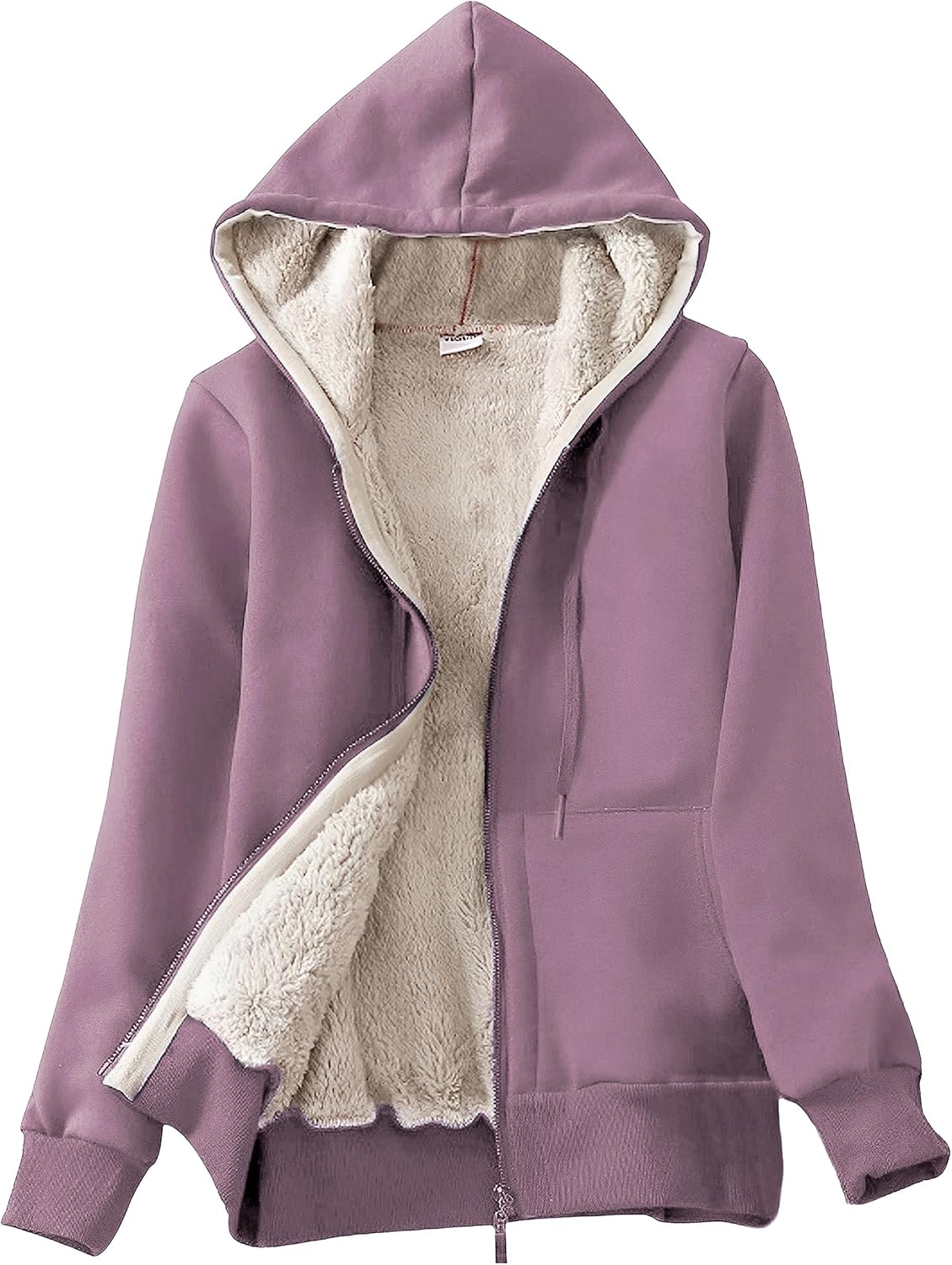 Yeokou Women's Casual Sherpa-Lined Full Zip Hoodie Jacket