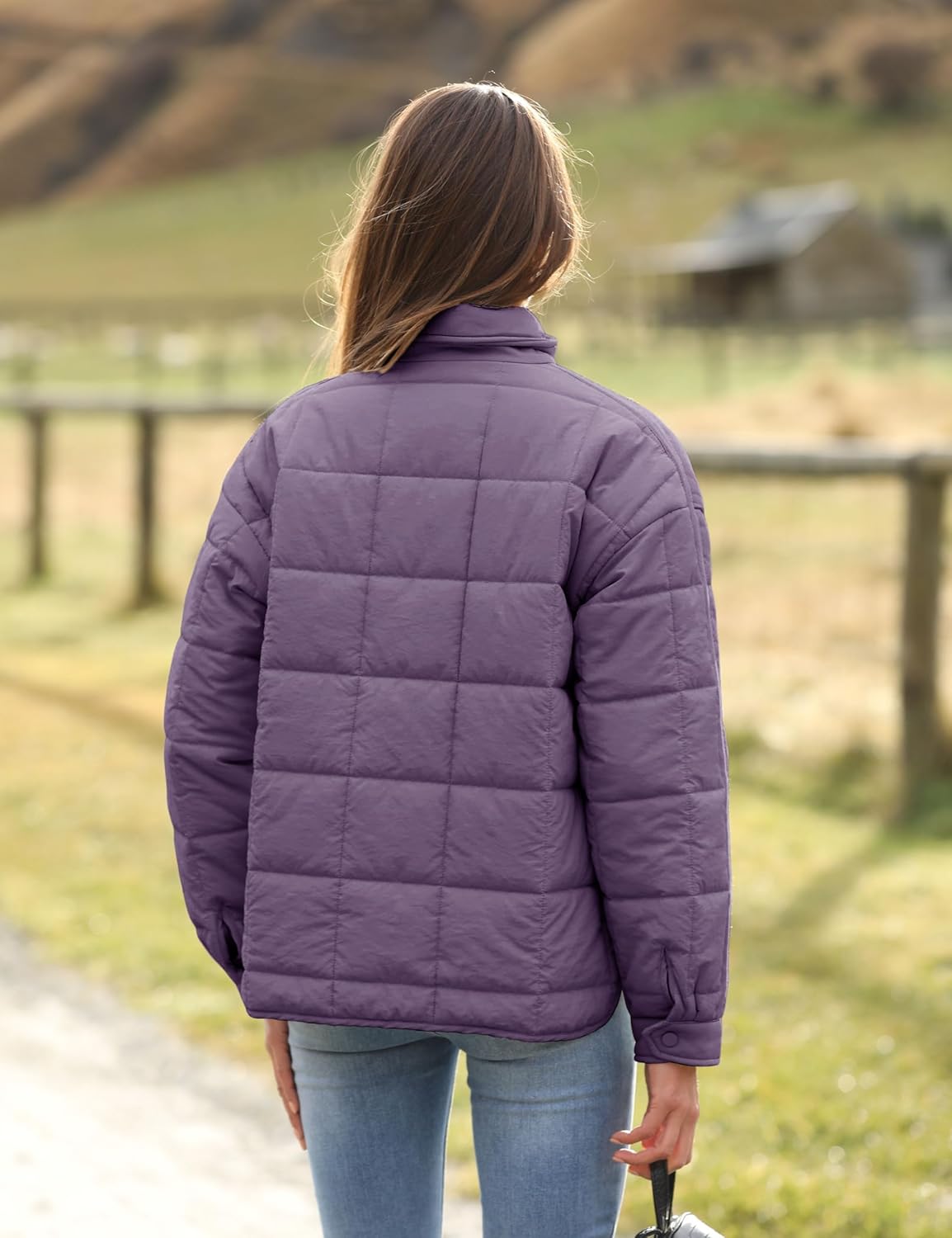 Bianstore Women's Oversized Quilted Splice Lightweight Puffer Jacket Casual Padded Coat