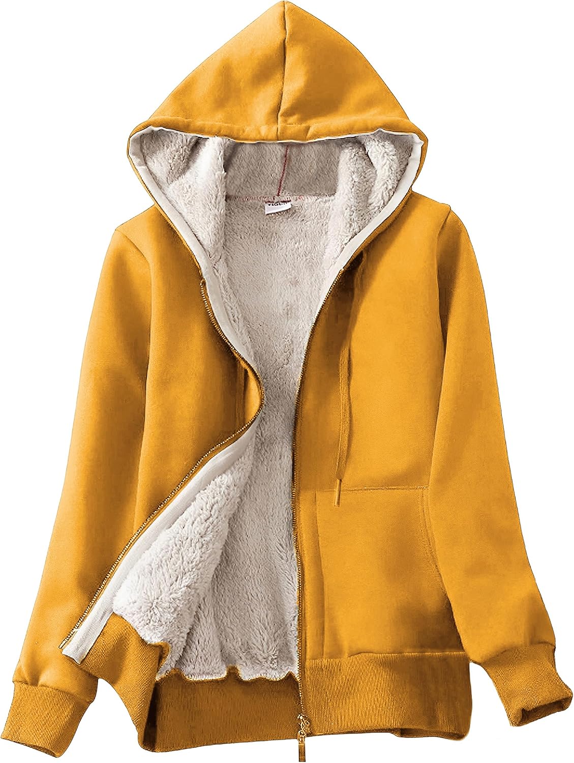 Yeokou Women's Casual Sherpa-Lined Full Zip Hoodie Jacket