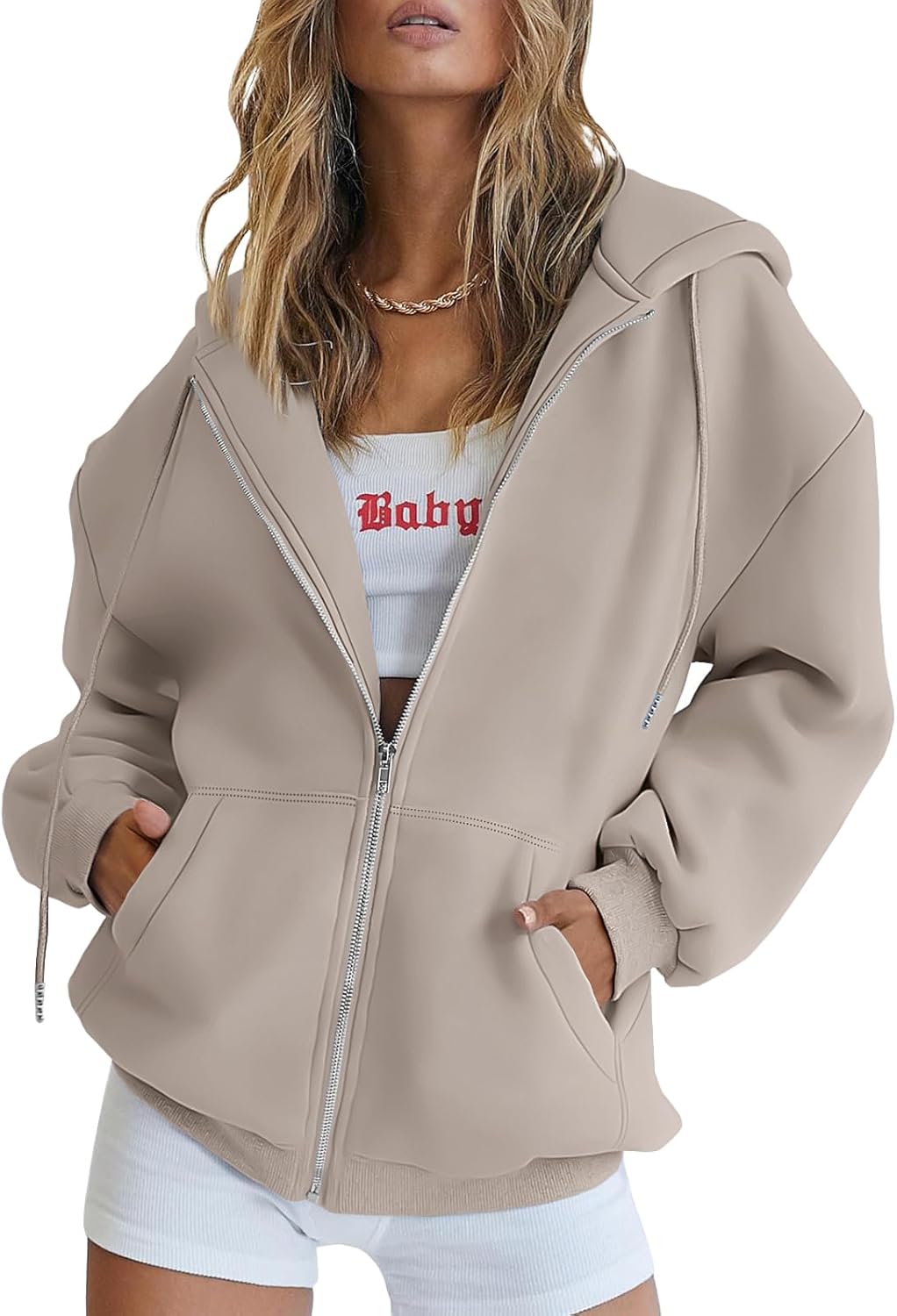 Trendy Queen Women's Oversized Zip-Up Hoodie Sweatshirt Fall 2025 School Fashion Casual Jacket Winter Outfit