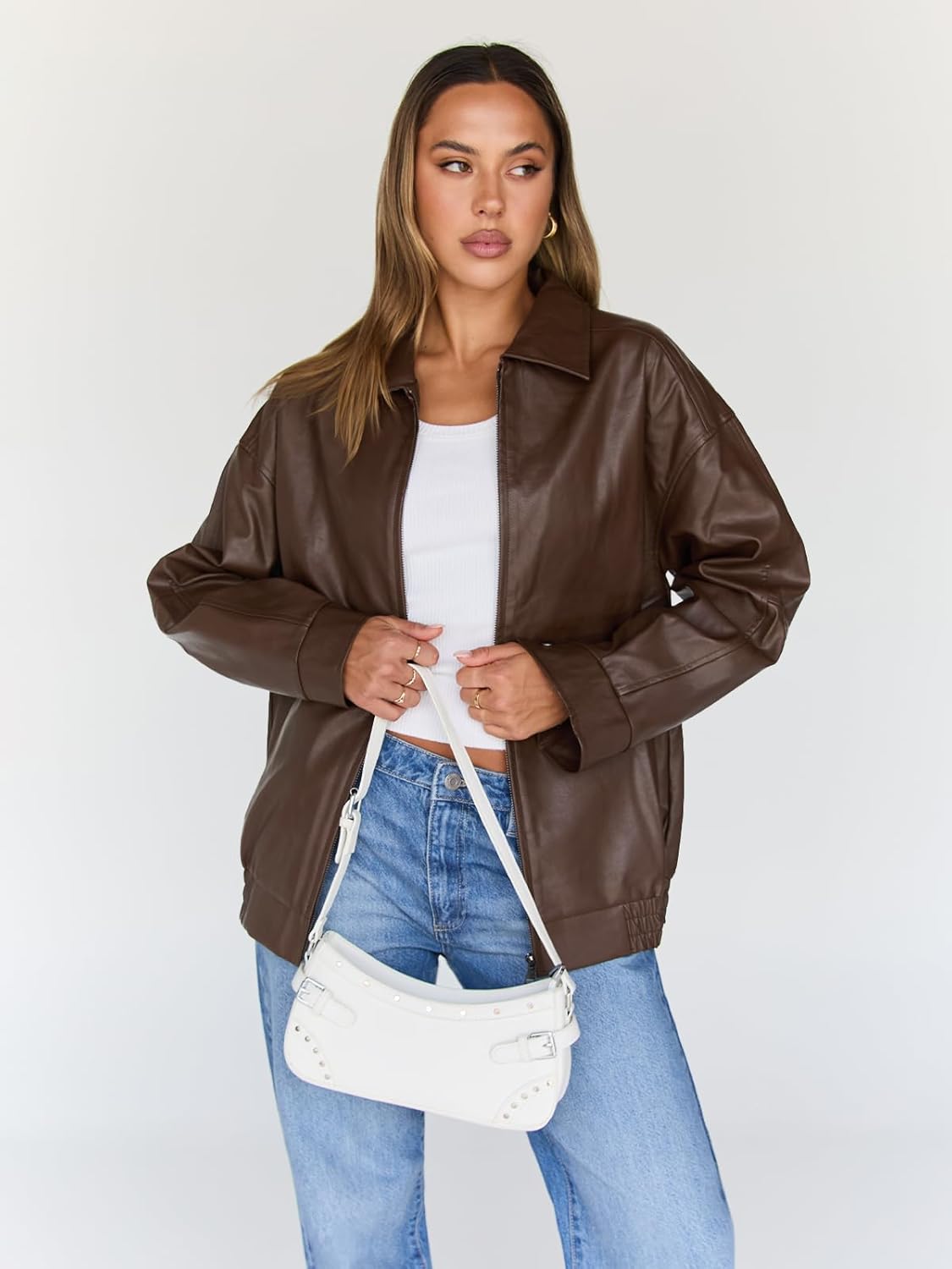 Trendy Queen Women's Oversized Faux Leather Motorcycle Jacket Plus Size Moto Biker Coat Fall 2025 Fashion Outfit