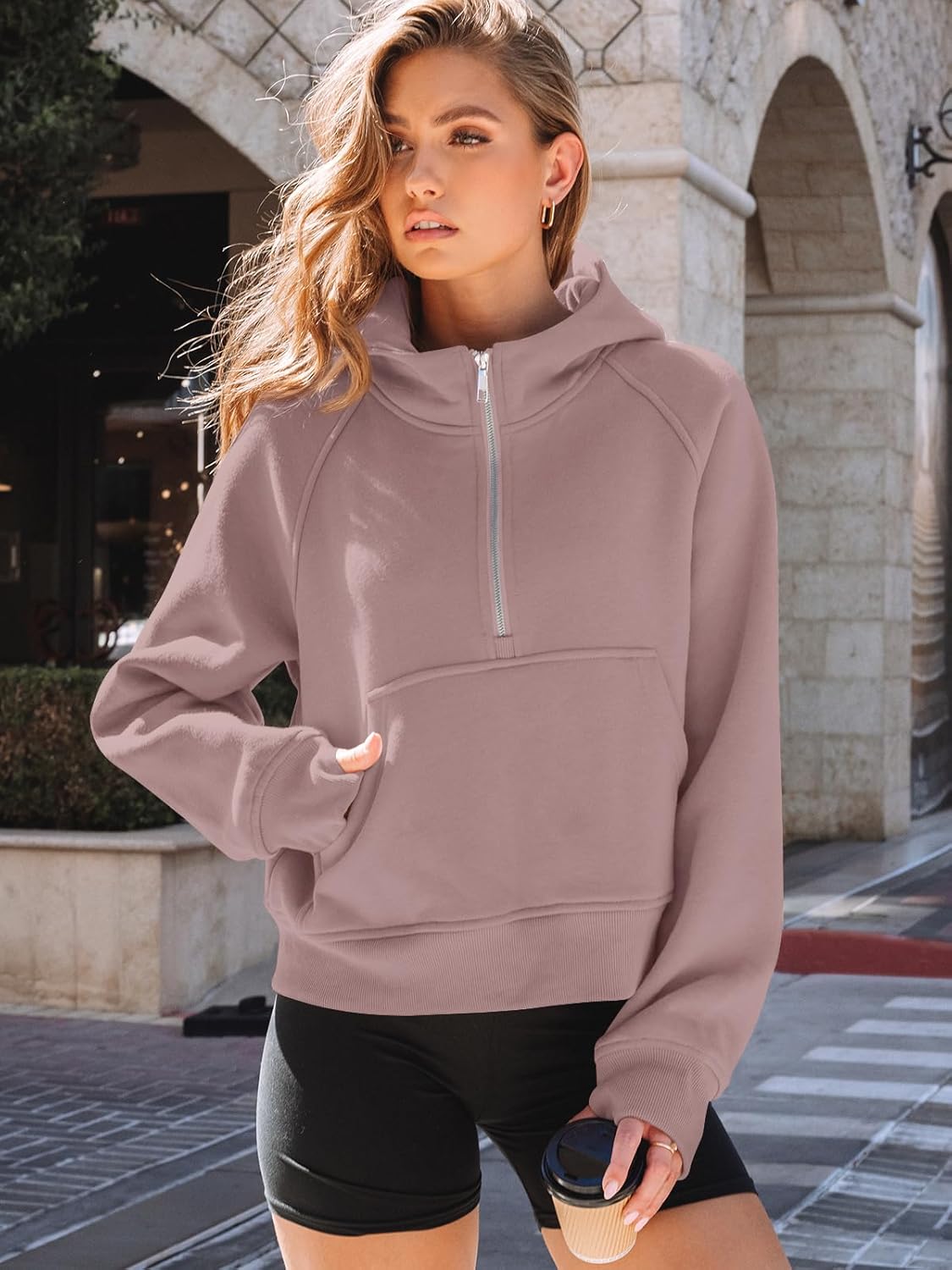 AUTOMET Women's Oversized Fleece Hoodie Zip-Up Sweatshirt Fall 2025 Y2K Workout and Winter Fashion Top
