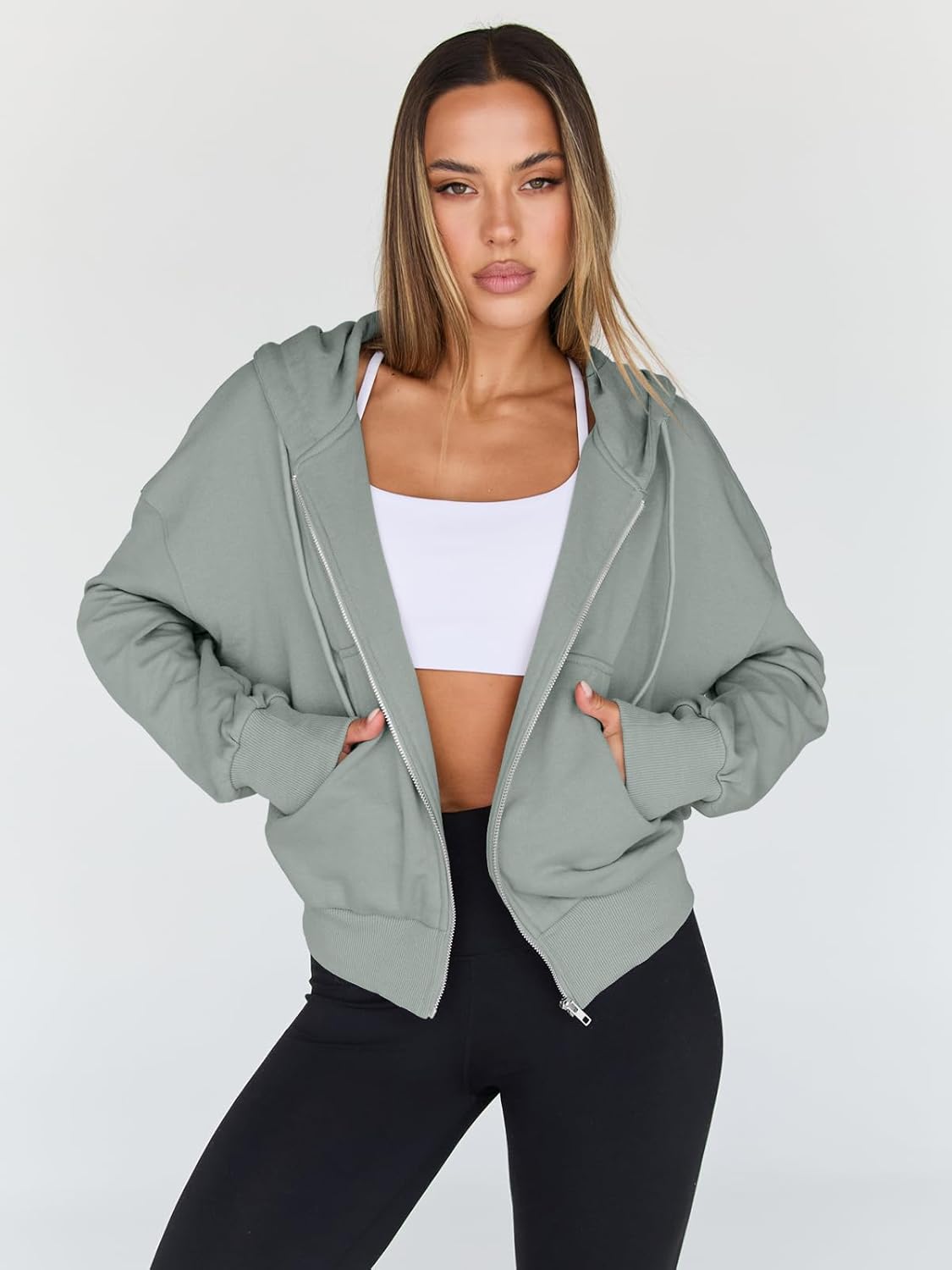 Trendy Queen Women's Cropped Full-Zip Hoodie Sweatshirt Jacket Casual Gym Top Fall 2025 Winter Outfit