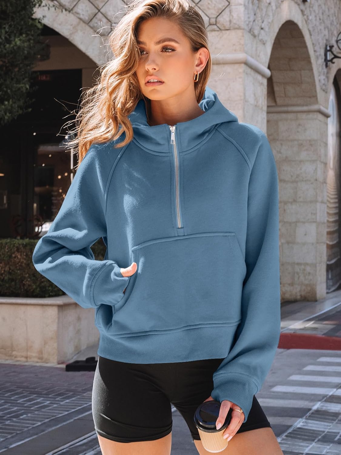 AUTOMET Women's Oversized Fleece Hoodie Zip-Up Sweatshirt Fall 2025 Y2K Workout and Winter Fashion Top