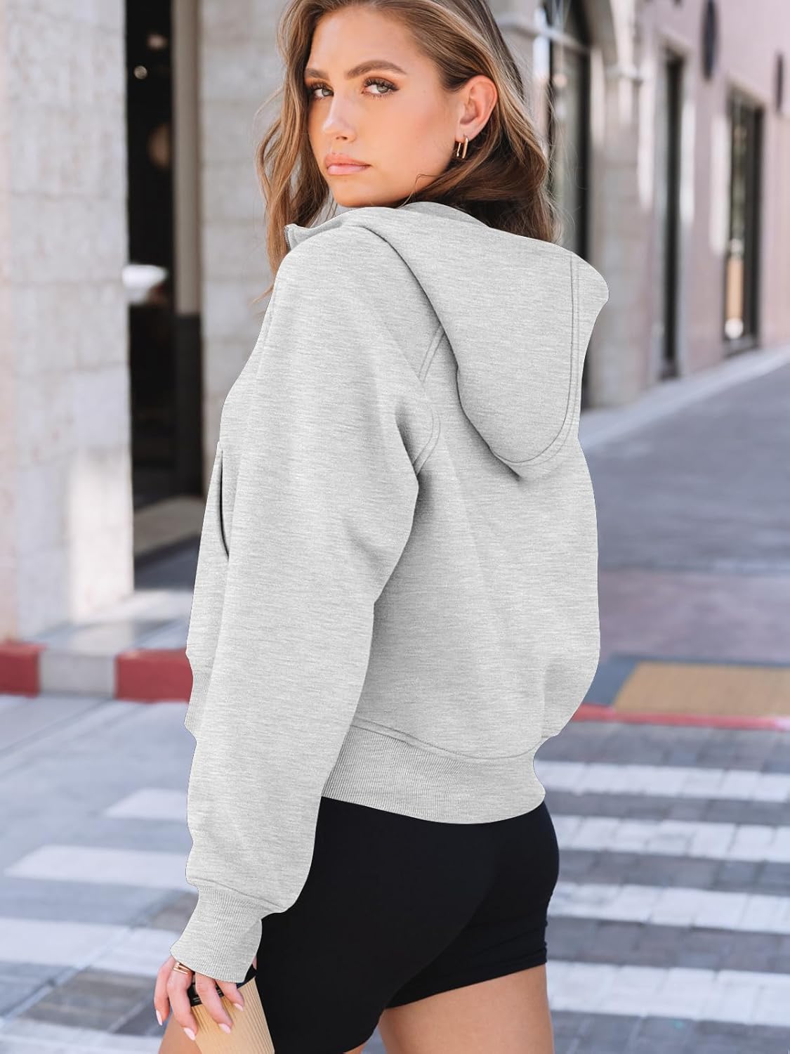 AUTOMET Women's Oversized Fleece Hoodie Zip-Up Sweatshirt Fall 2025 Y2K Workout and Winter Fashion Top