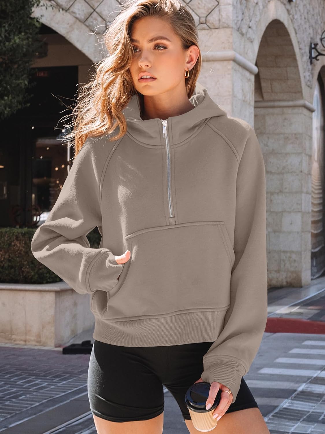 AUTOMET Women's Oversized Fleece Hoodie Zip-Up Sweatshirt Fall 2025 Y2K Workout and Winter Fashion Top