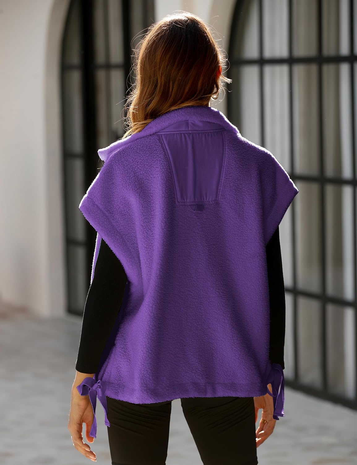 OPCAKM Women's Oversized Fuzzy Fleece Sherpa Vest Button Down Sleeveless Jacket with Pockets