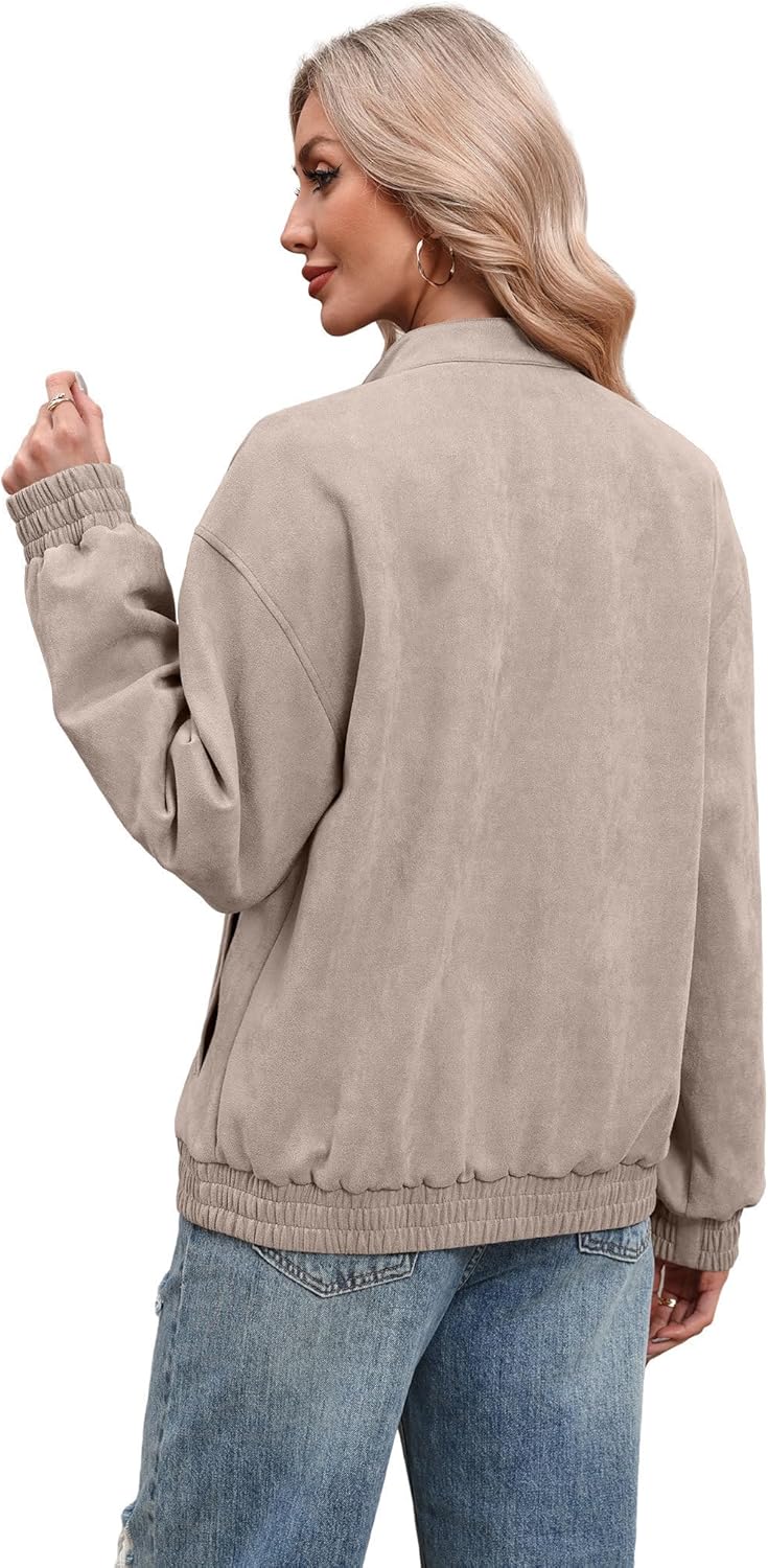 Sampeel Women's Faux Leather Oversized Motorcycle Jacket 2025 Fall Fashion Bomber Coat Winter Outfit