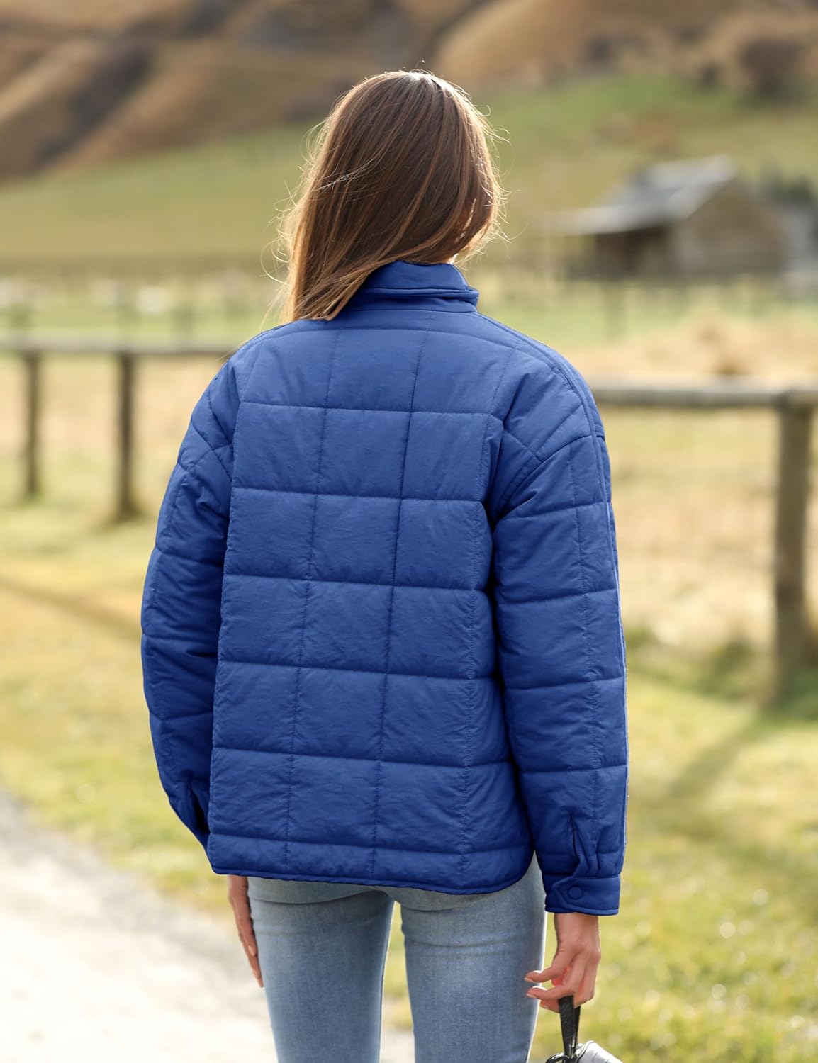 Bianstore Women's Oversized Quilted Splice Lightweight Puffer Jacket Casual Padded Coat