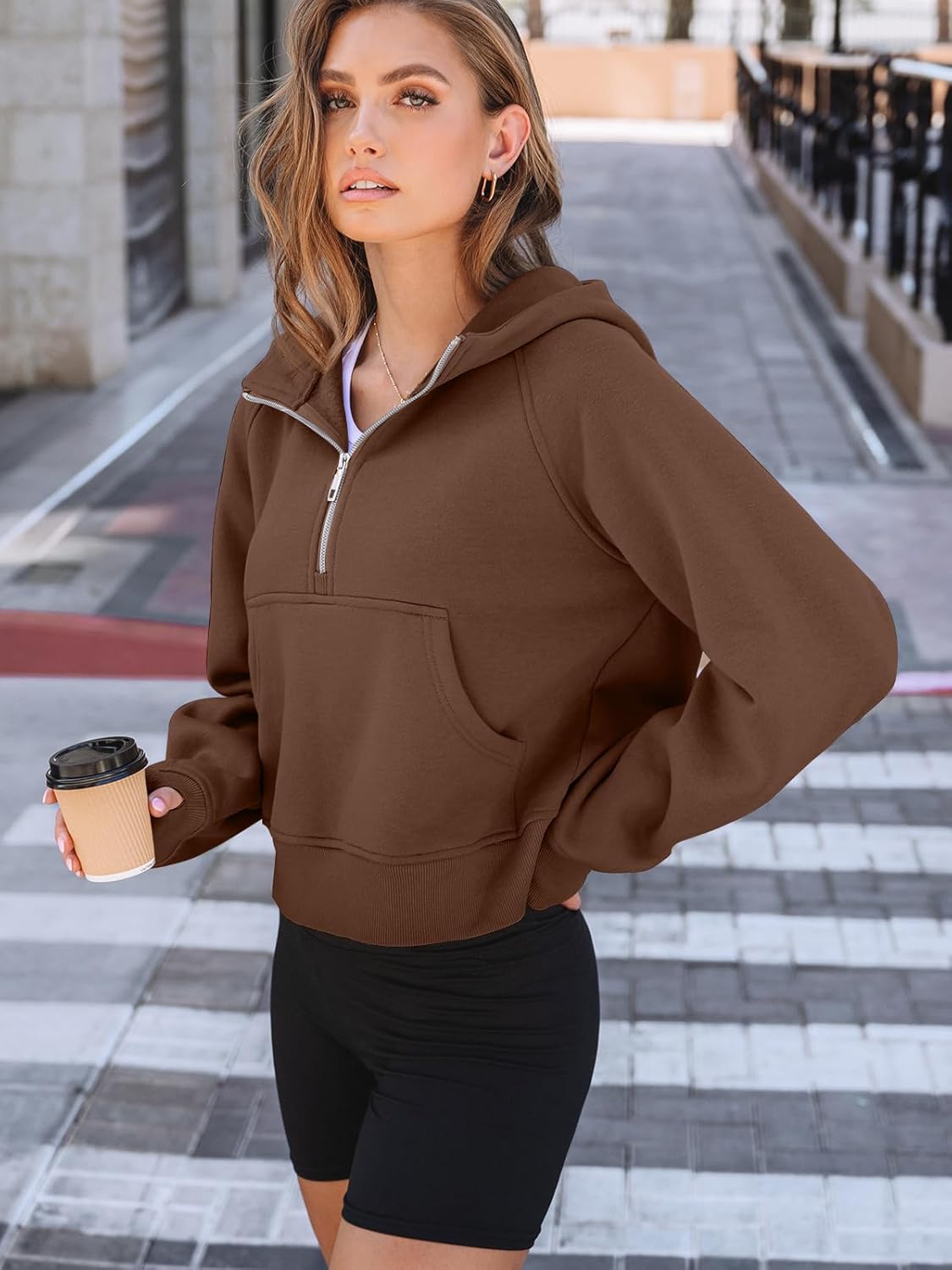 AUTOMET Women's Oversized Fleece Hoodie Zip-Up Sweatshirt Fall 2025 Y2K Workout and Winter Fashion Top