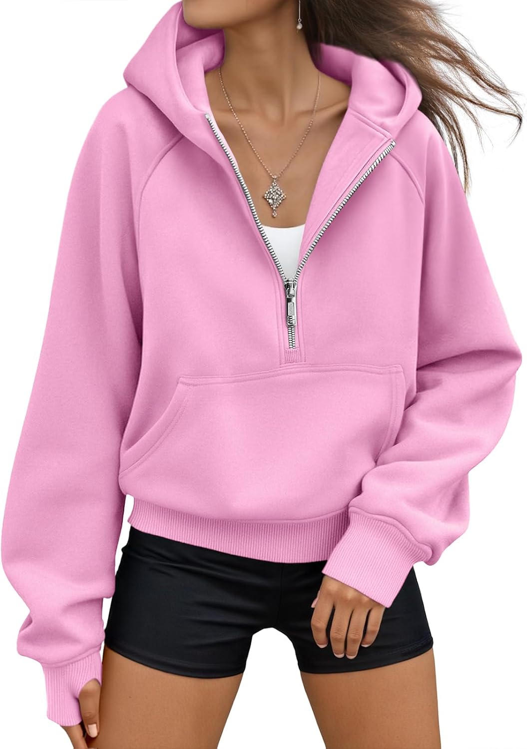 AUTOMET Women's Oversized Fleece Hoodie Zip-Up Sweatshirt Fall 2025 Y2K Workout and Winter Fashion Top
