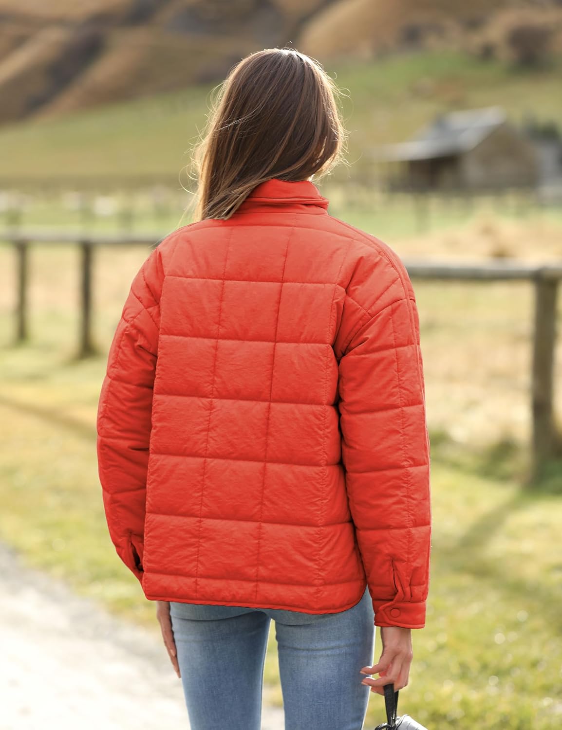 Bianstore Women's Oversized Quilted Splice Lightweight Puffer Jacket Casual Padded Coat