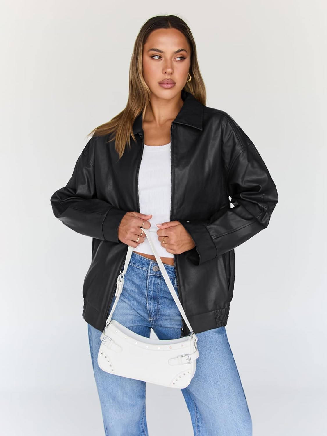 Trendy Queen Women's Oversized Faux Leather Motorcycle Jacket Plus Size Moto Biker Coat Fall 2025 Fashion Outfit