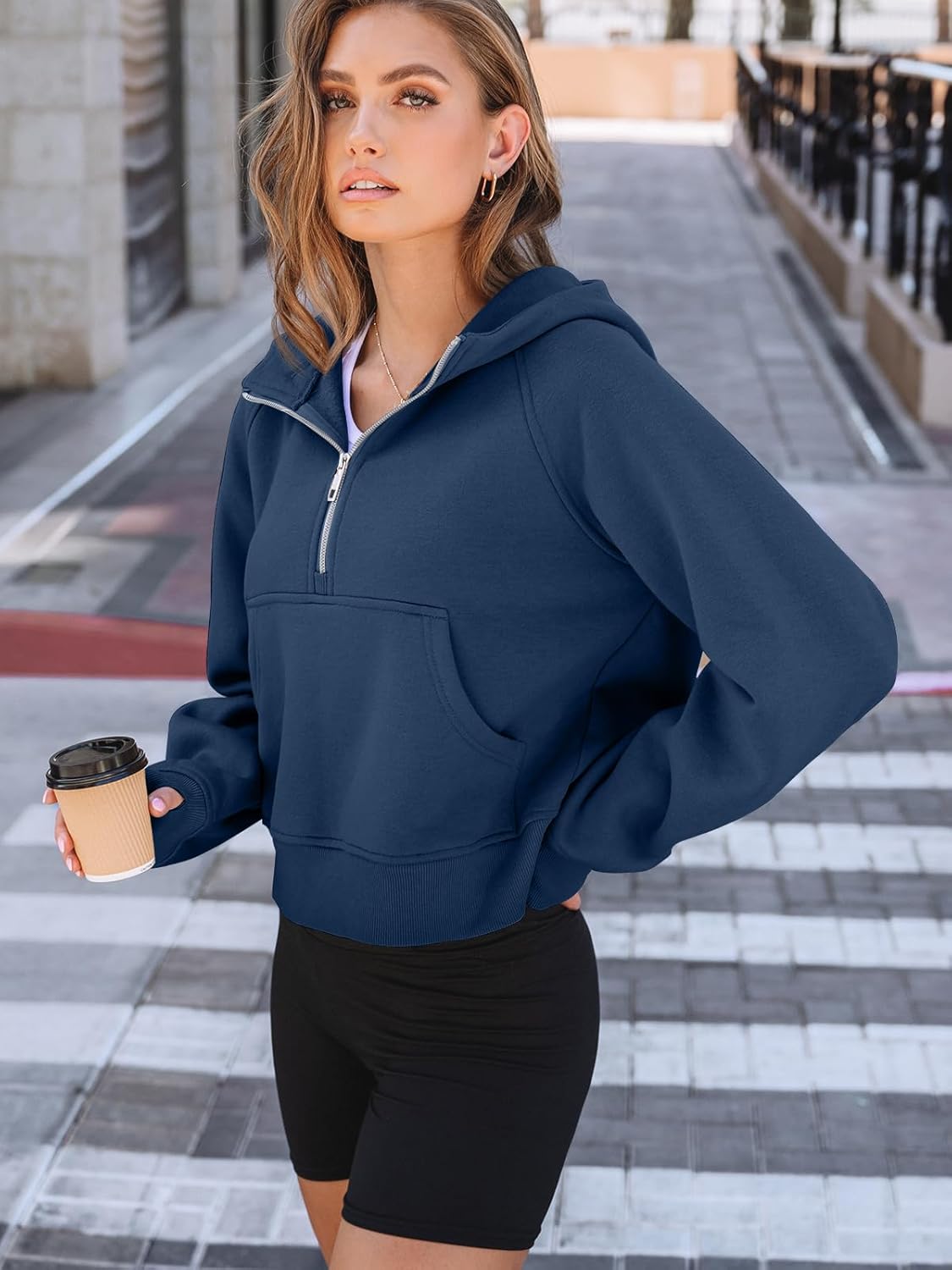 AUTOMET Women's Oversized Fleece Hoodie Zip-Up Sweatshirt Fall 2025 Y2K Workout and Winter Fashion Top