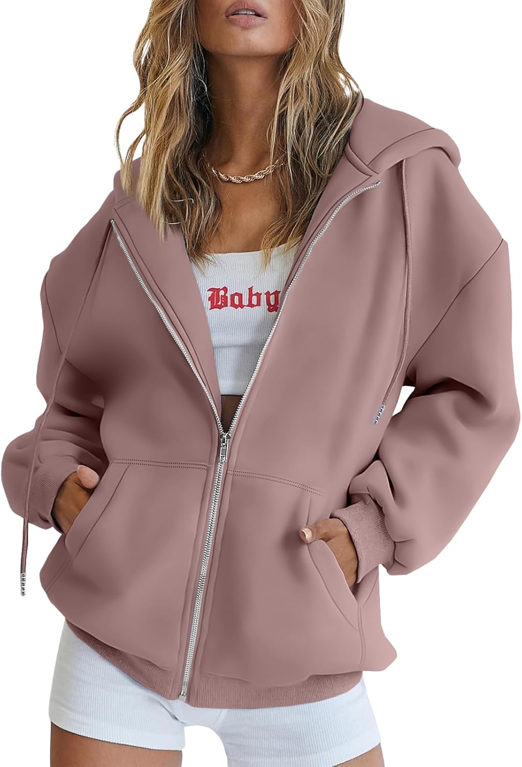 Trendy Queen Women's Oversized Zip-Up Hoodie Sweatshirt Fall 2025 School Fashion Casual Jacket Winter Outfit