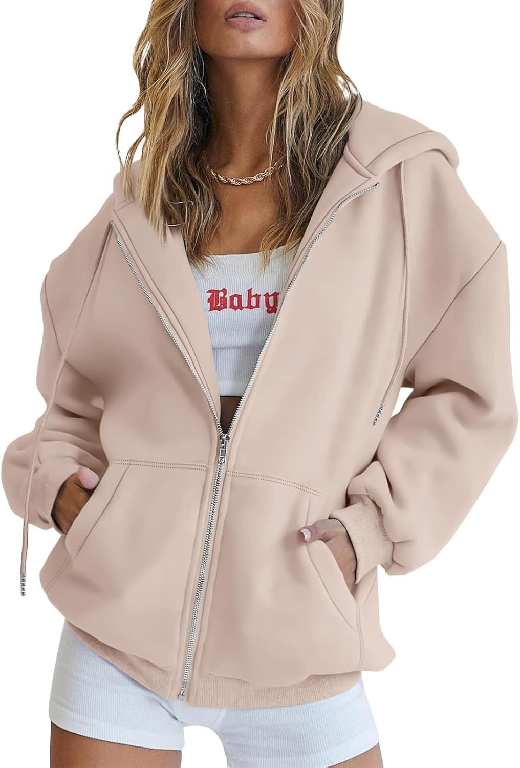 Trendy Queen Women's Oversized Zip-Up Hoodie Sweatshirt Fall 2025 School Fashion Casual Jacket Winter Outfit