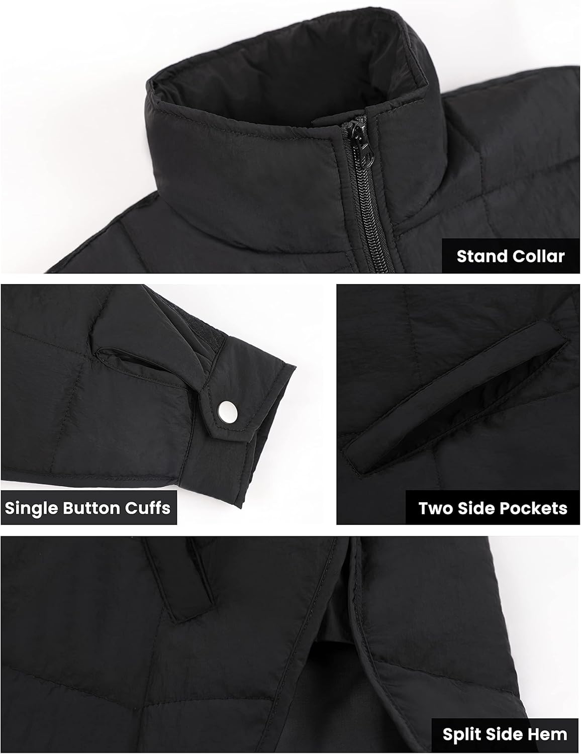 Bianstore Women's Oversized Quilted Splice Lightweight Puffer Jacket Casual Padded Coat