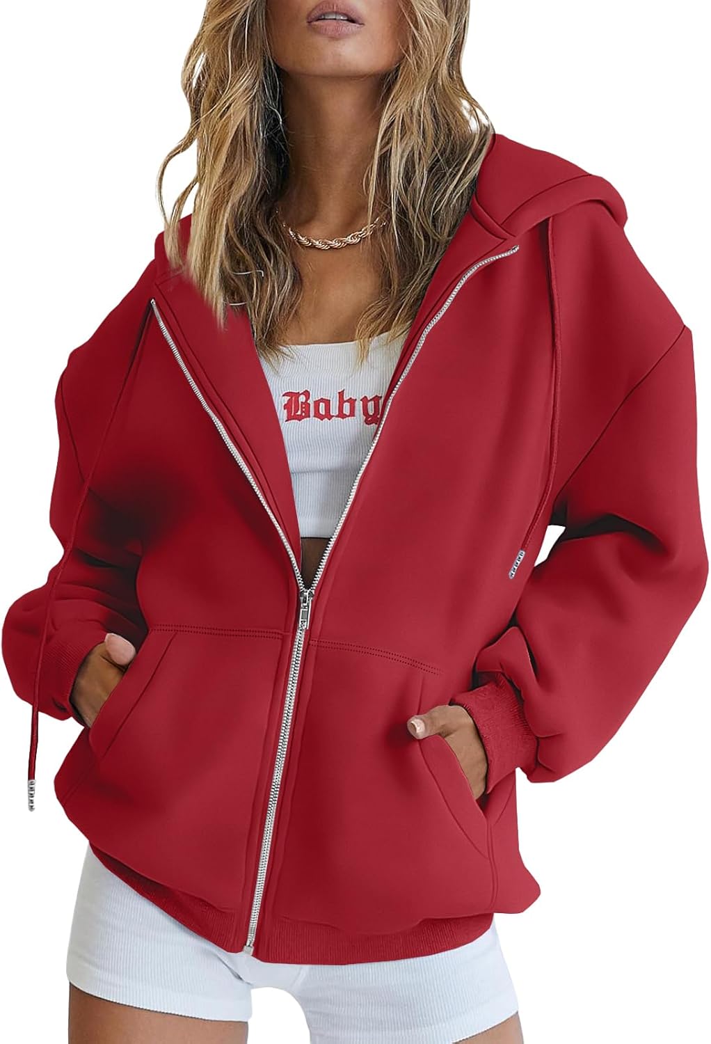 Trendy Queen Women's Oversized Zip-Up Hoodie Sweatshirt Fall 2025 School Fashion Casual Jacket Winter Outfit