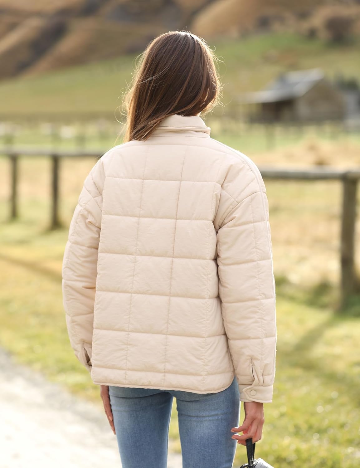 Bianstore Women's Oversized Quilted Splice Lightweight Puffer Jacket Casual Padded Coat