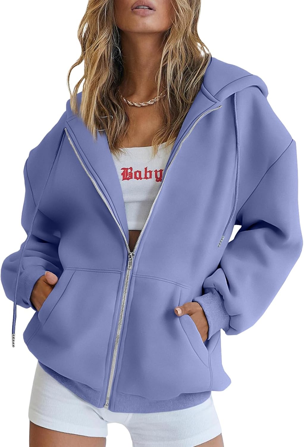 Trendy Queen Women's Oversized Zip-Up Hoodie Sweatshirt Fall 2025 School Fashion Casual Jacket Winter Outfit