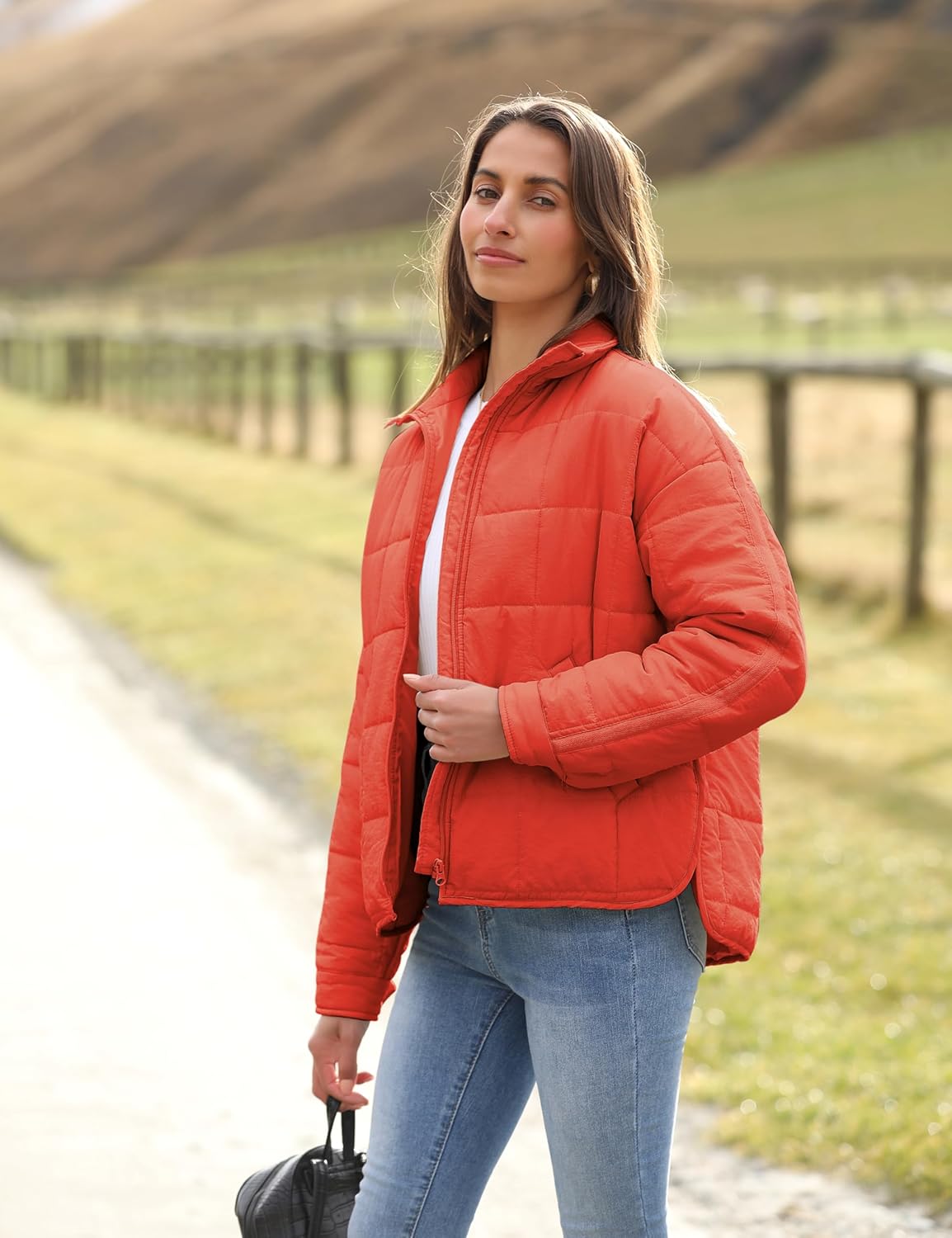 Bianstore Women's Oversized Quilted Splice Lightweight Puffer Jacket Casual Padded Coat