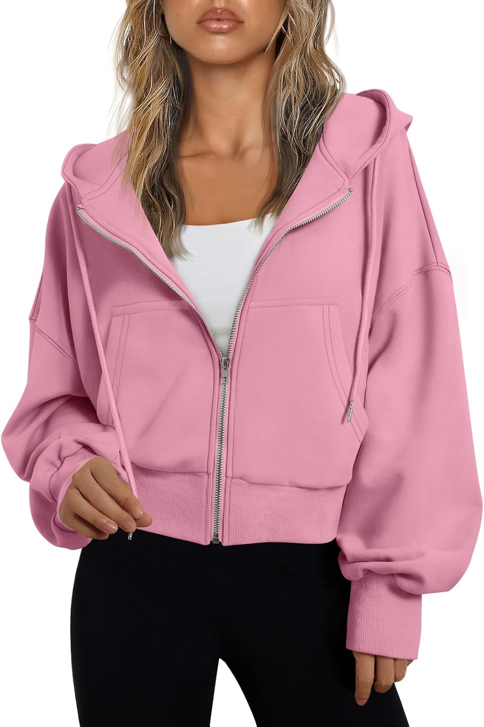 Trendy Queen Women's Cropped Full-Zip Hoodie Sweatshirt Jacket Casual Gym Top Fall 2025 Winter Outfit
