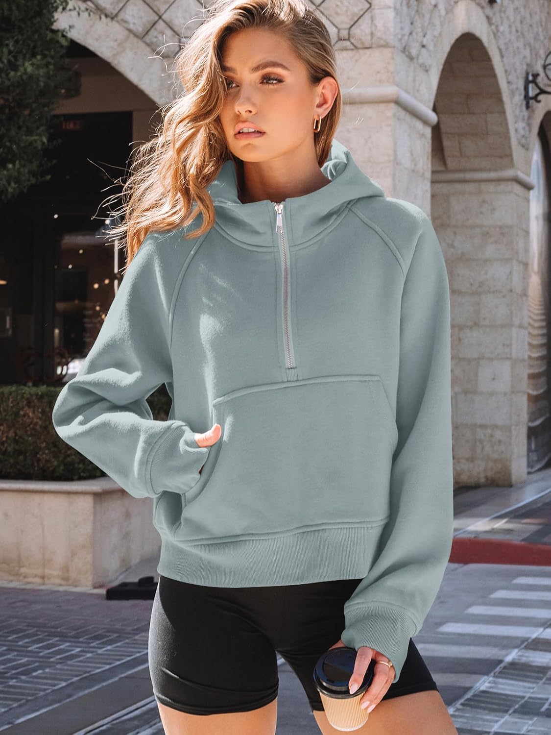 AUTOMET Women's Oversized Fleece Hoodie Zip-Up Sweatshirt Fall 2025 Y2K Workout and Winter Fashion Top