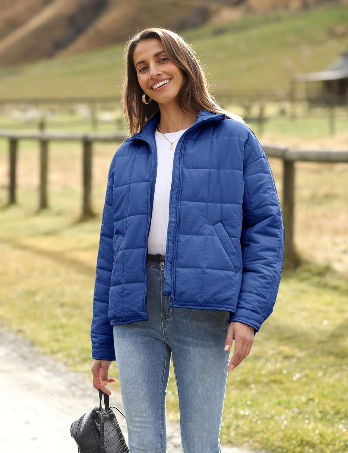 Bianstore Women's Oversized Quilted Splice Lightweight Puffer Jacket Casual Padded Coat