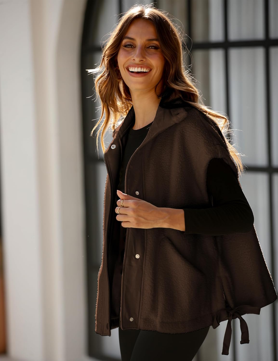 OPCAKM Women's Oversized Fuzzy Fleece Sherpa Vest Button Down Sleeveless Jacket with Pockets