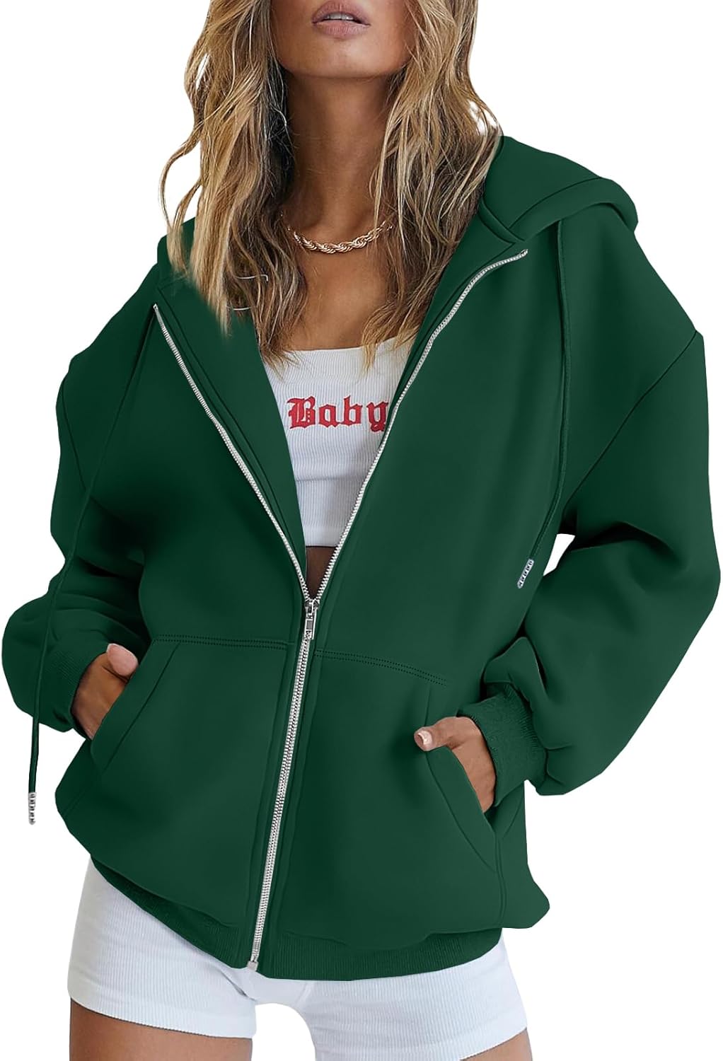 Trendy Queen Women's Oversized Zip-Up Hoodie Sweatshirt Fall 2025 School Fashion Casual Jacket Winter Outfit