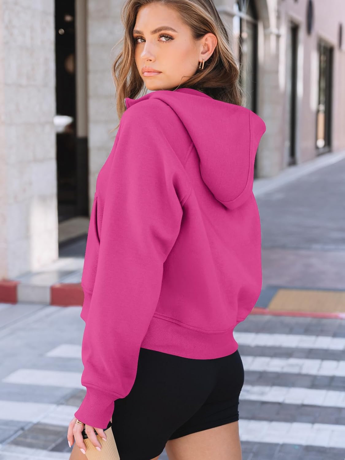 AUTOMET Women's Oversized Fleece Hoodie Zip-Up Sweatshirt Fall 2025 Y2K Workout and Winter Fashion Top