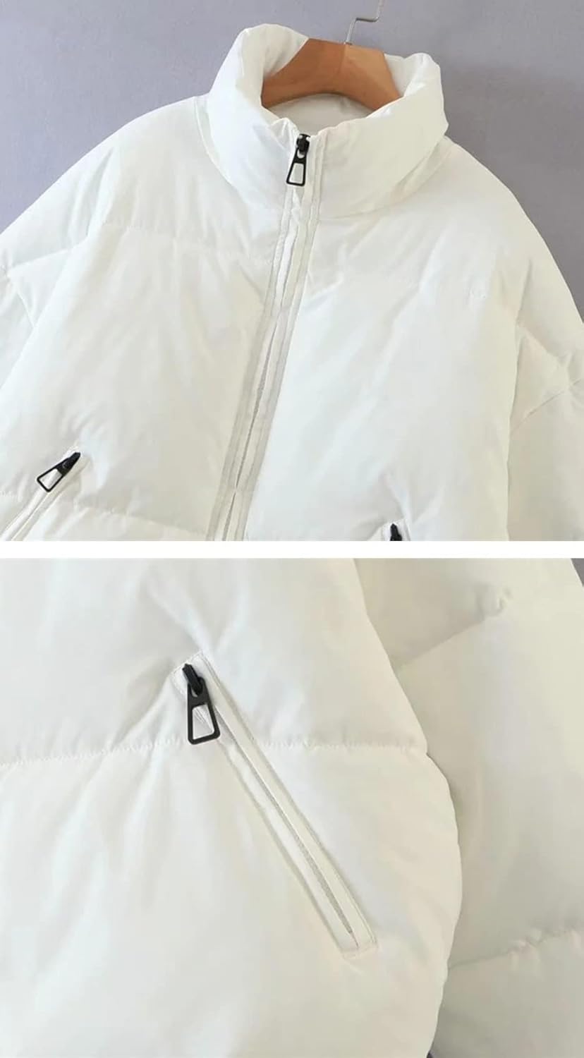 Gihuo Women's 2025 Cropped Quilted Puffer Jacket Short Warm Winter Coat