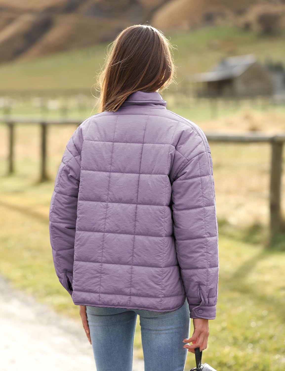 Bianstore Women's Oversized Quilted Splice Lightweight Puffer Jacket Casual Padded Coat