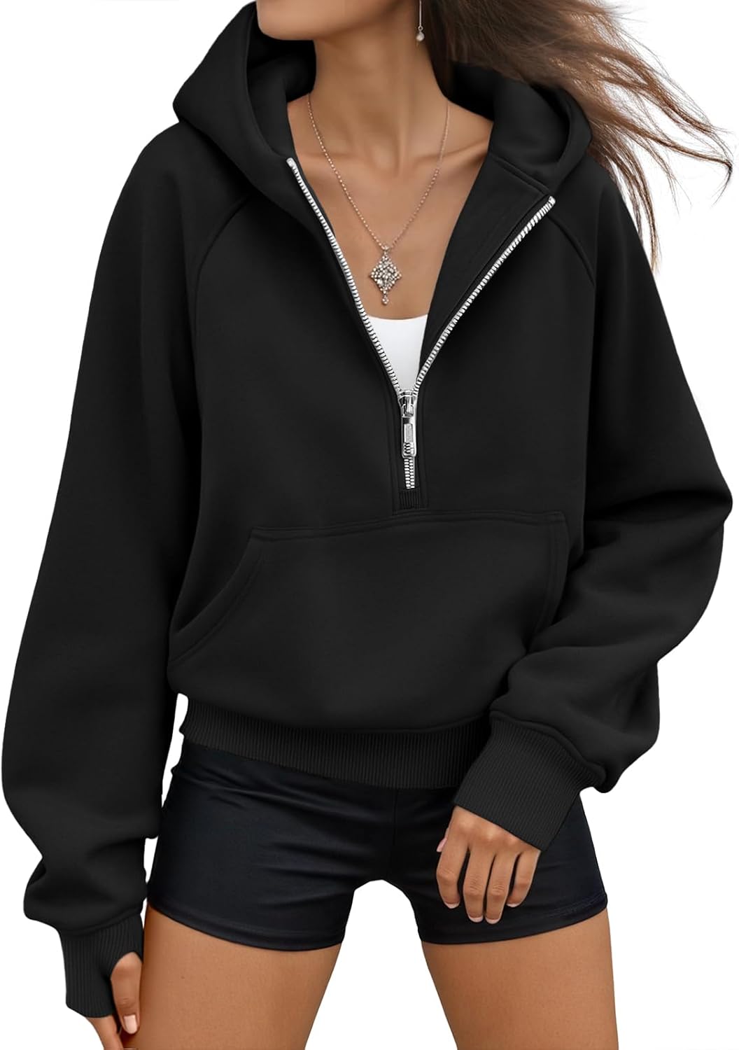 AUTOMET Women's Oversized Fleece Hoodie Zip-Up Sweatshirt Fall 2025 Y2K Workout and Winter Fashion Top