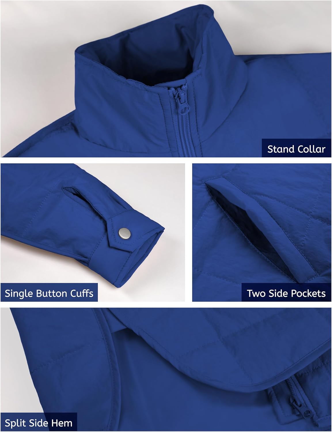 Bianstore Women's Oversized Quilted Splice Lightweight Puffer Jacket Casual Padded Coat